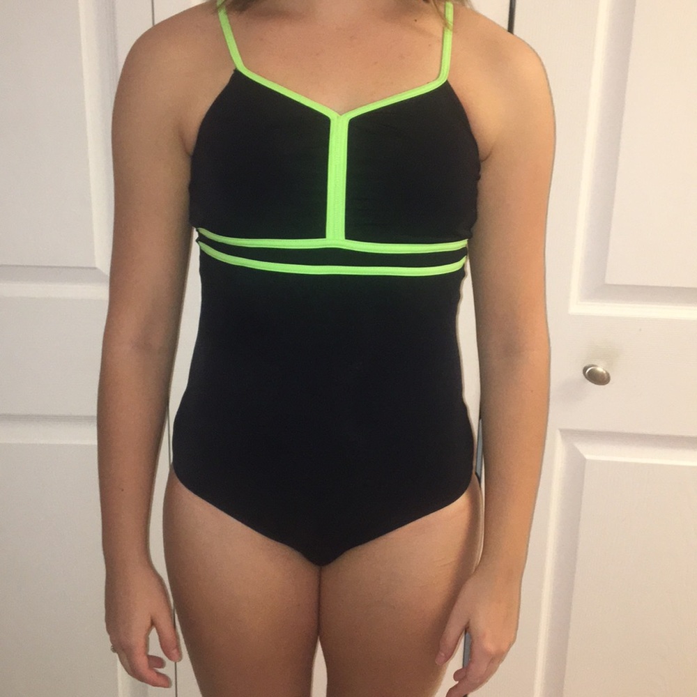 Black and Neon Green Leotard